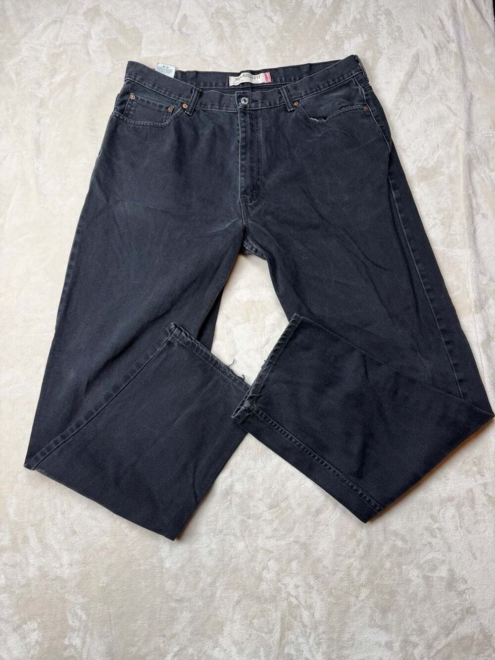 Levi's 550 Relaxed Fit Jeans Size 40 x 36 Black Cotton Denim HOLE